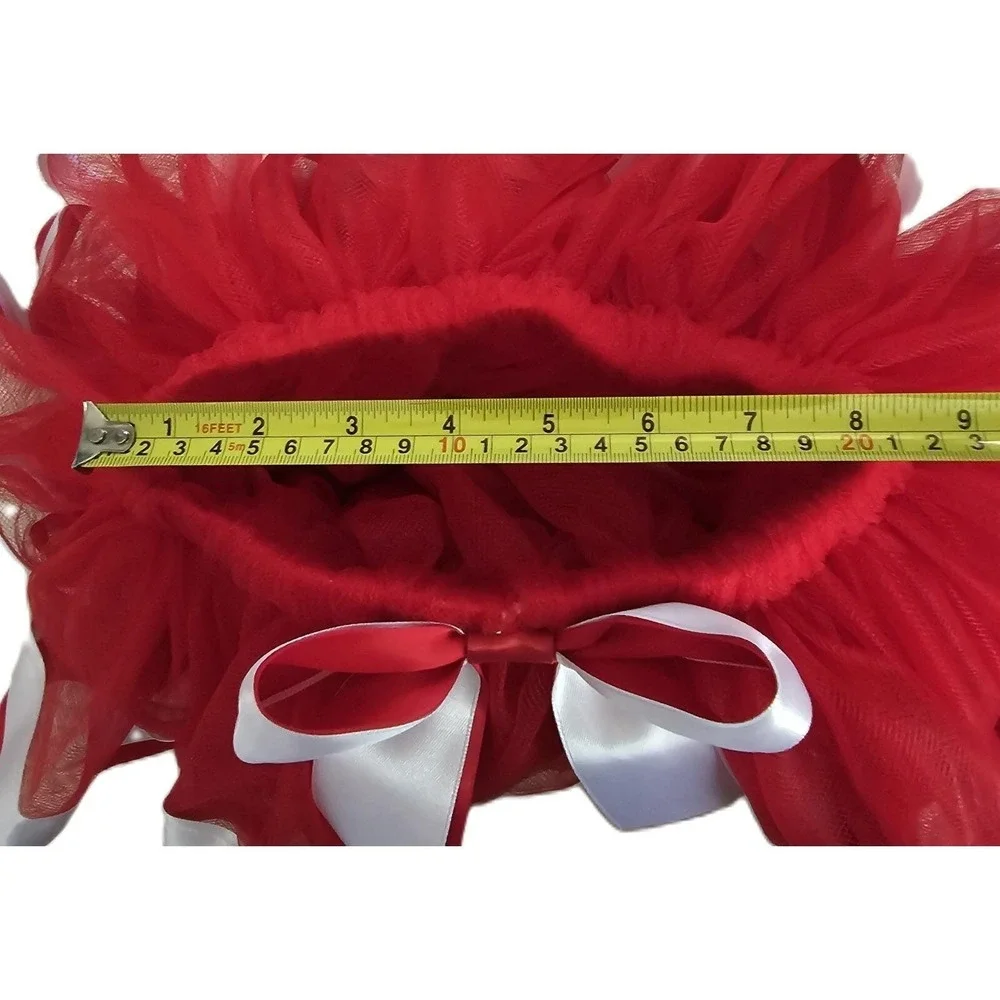 Handmade Girls Red Tutu Skirt Black Polka Dot Ribbon Dance Costume Birthday